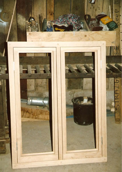 Oak casement window in workshop