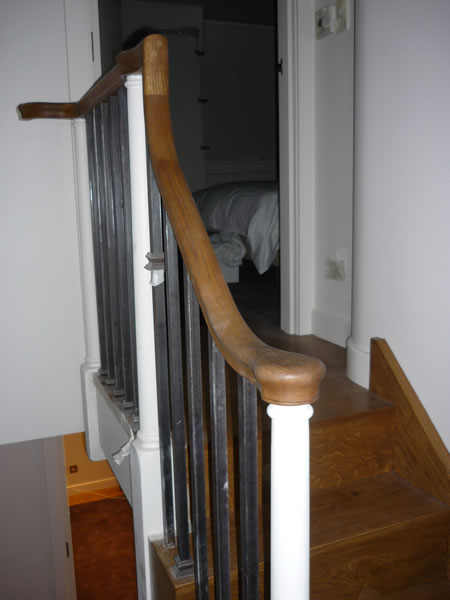 renovated handrail and oak clad stairs