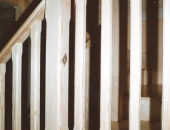 Completed landing section of yellow pine staircase