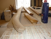 oak handrail prior to steam bending into position