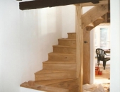 Oak spiral stairs finished with water based varnish